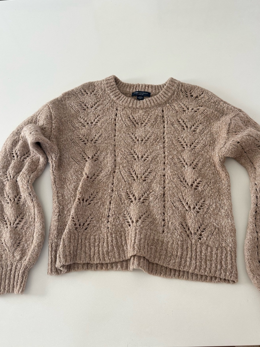 American Eagle Cable Knit Crew Sweater Cropped Fit. Fall sweater. Cozy